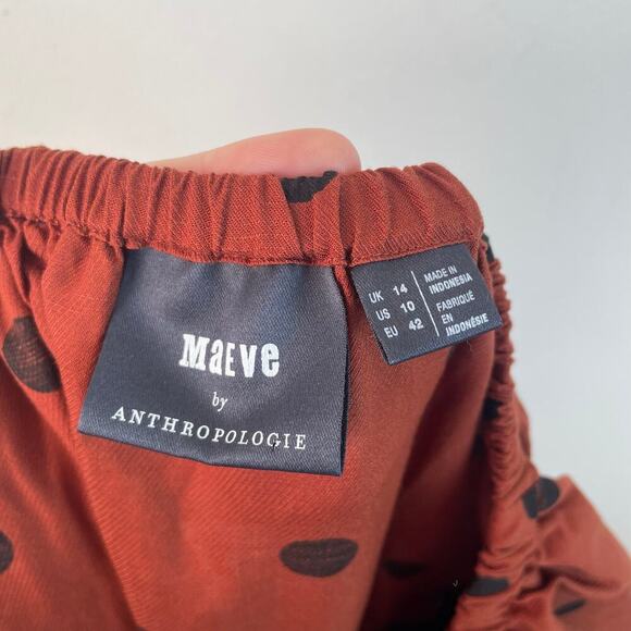 Maeve Brown Polka Dot Maxi Dress Off Shoulder Size 10 - Picture 10 of 10